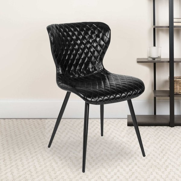 Bristol Contemporary Upholstered Chair in Black Vinyl, PK4