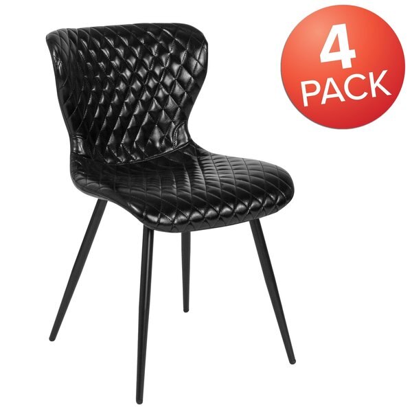 Bristol Contemporary Upholstered Chair in Black Vinyl, PK4