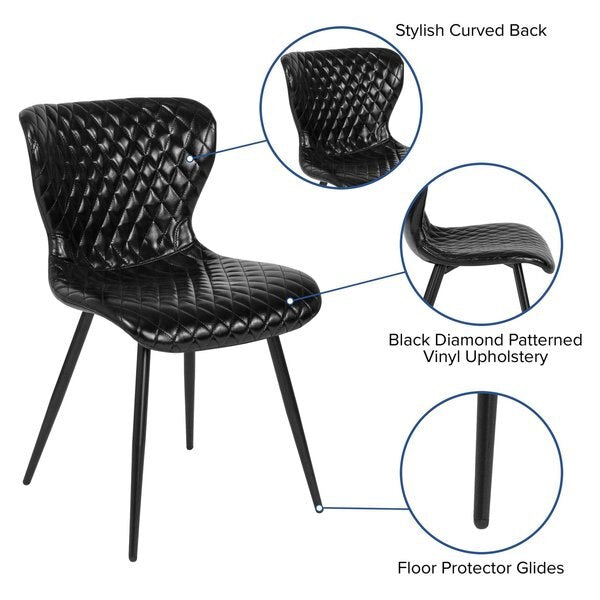 Bristol Contemporary Upholstered Chair in Black Vinyl, PK4