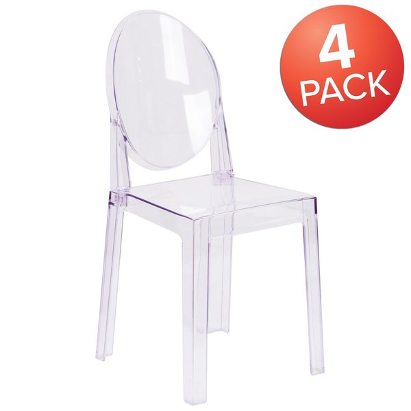 Ghost Chair with Oval Back in Transparent Crystal