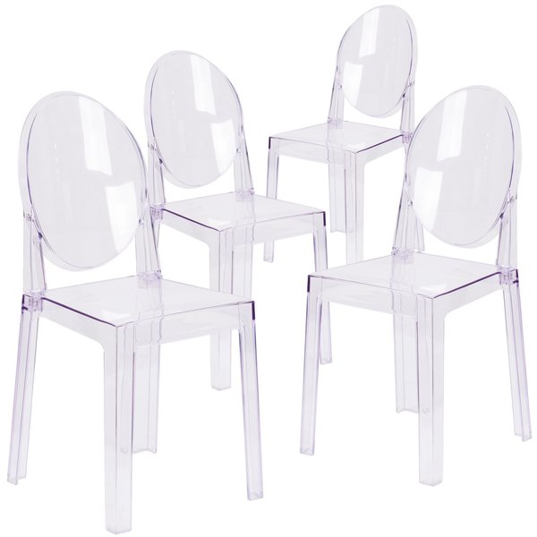 Ghost Chair with Oval Back in Transparent Crystal