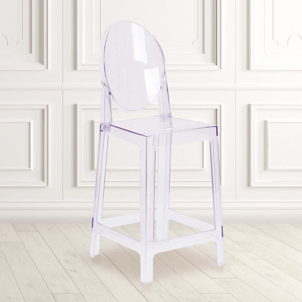 4PK Ghost Counter Stool with Oval Back in Crystal