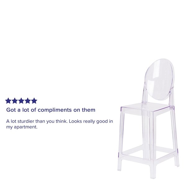 4PK Ghost Counter Stool with Oval Back in Crystal