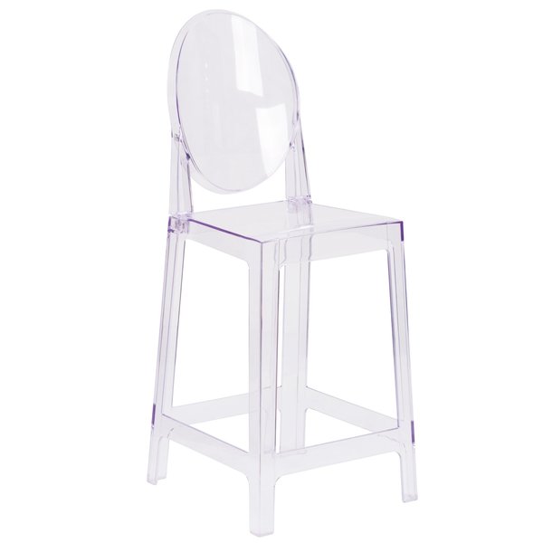4PK Ghost Counter Stool with Oval Back in Crystal