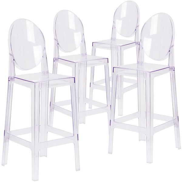 Ghost Transparent Crystal Barstool with Oval Back