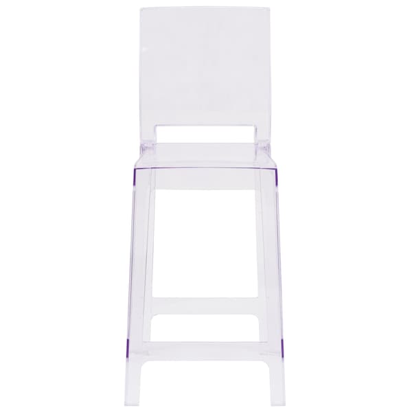 Ghost Counter Stool with Square Back in Transparent Crystal