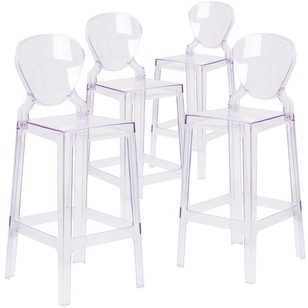 Ghost Barstool with Tear Back in Transparent Crystal