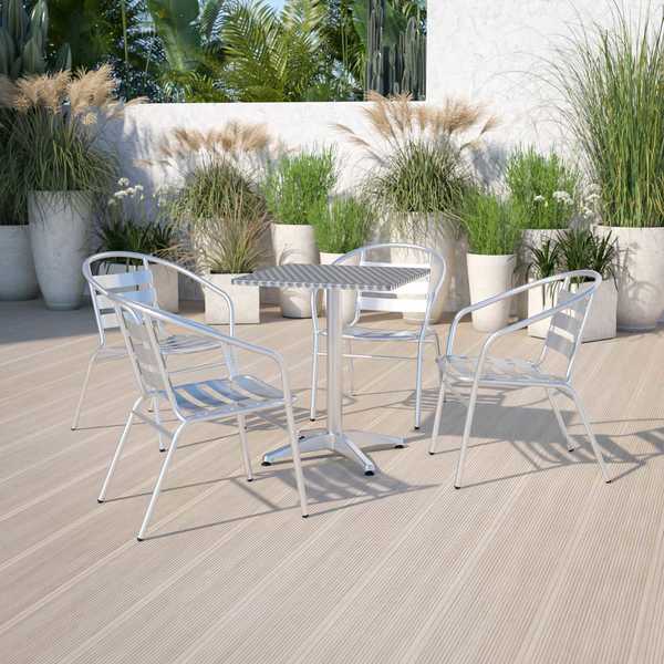 Commercial Aluminum Restaurant Stack Chair w/ Arms