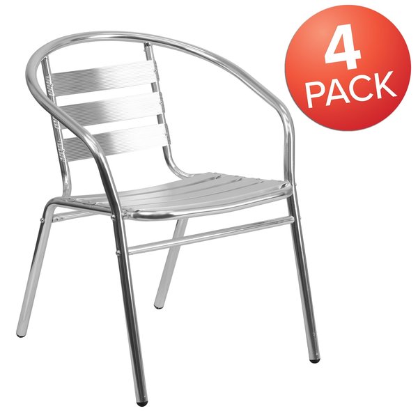 Commercial Aluminum Restaurant Stack Chair w/ Arms
