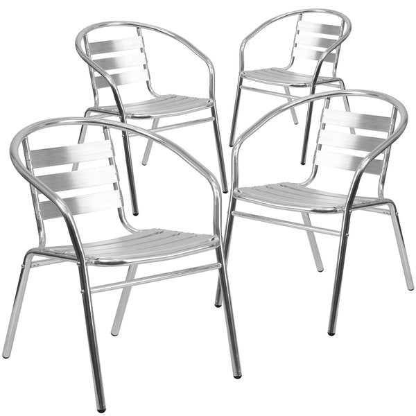 Commercial Aluminum Restaurant Stack Chair w/ Arms