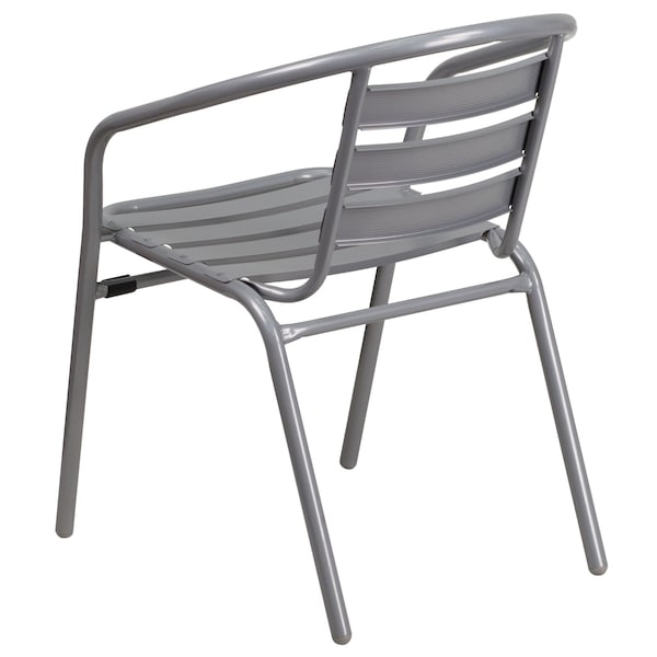 Lila 4 Pack Silver Metal Restaurant Stack Chair with Aluminum Slats