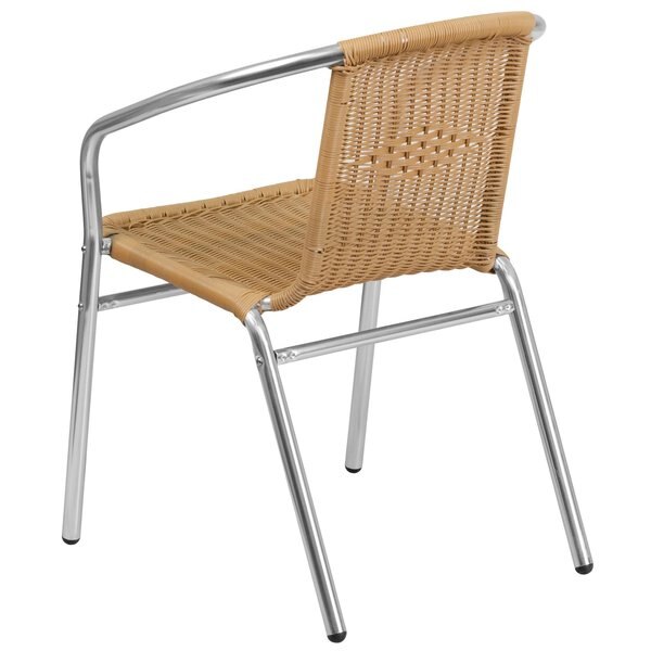 4PK Commercial Aluminum & Beige Rattan Stack Chair