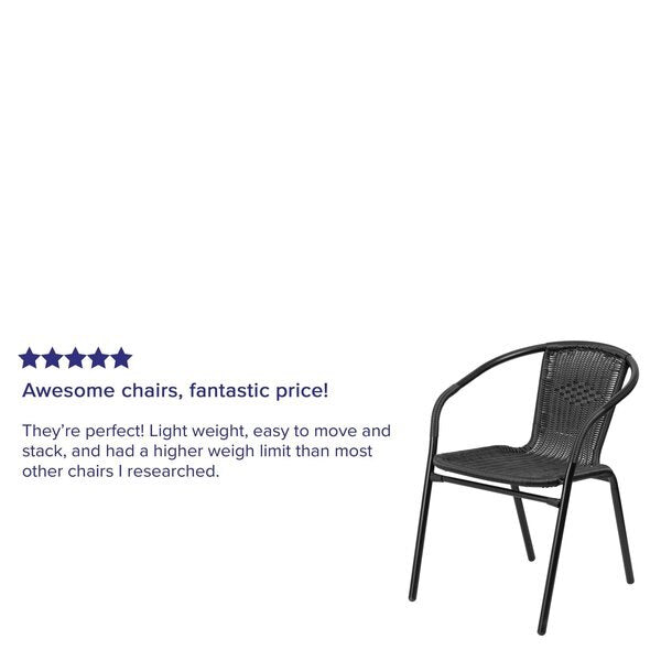Lila 4 Pack Black Rattan Indoor-Outdoor Restaurant Stack Chair