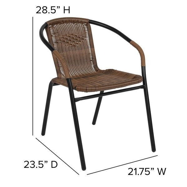 Lila 4 Pack Medium Brown Rattan Indoor-Outdoor Restaurant Stack Chair