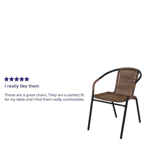 Lila 4 Pack Medium Brown Rattan Indoor-Outdoor Restaurant Stack Chair