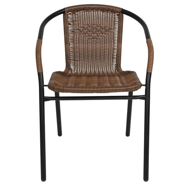 Lila 4 Pack Medium Brown Rattan Indoor-Outdoor Restaurant Stack Chair