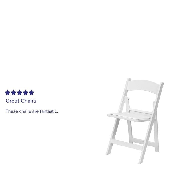HERCULES Series White Wood Folding Chair with Vinyl Padded Seat
