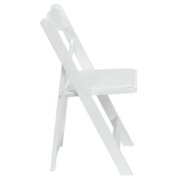 HERCULES Series White Wood Folding Chair with Vinyl Padded Seat