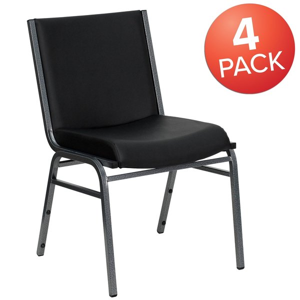 HERCULES Series Heavy Duty Black Vinyl Stack Chair
