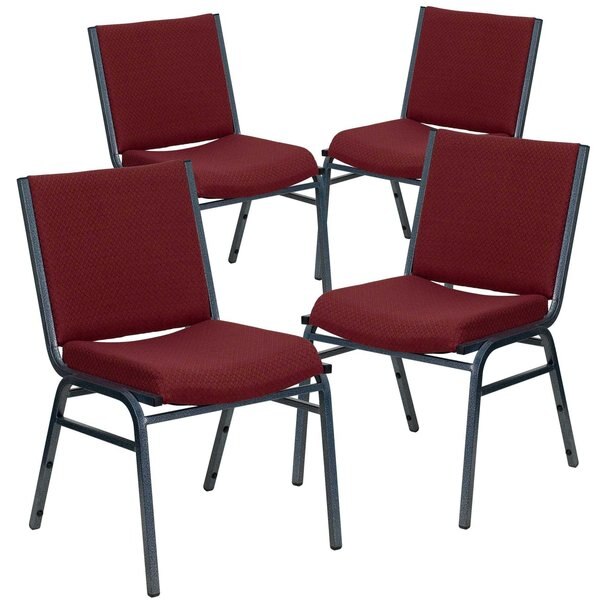 HERCULES Series Heavy Duty Burgundy Patterned Fabric Stack Chair