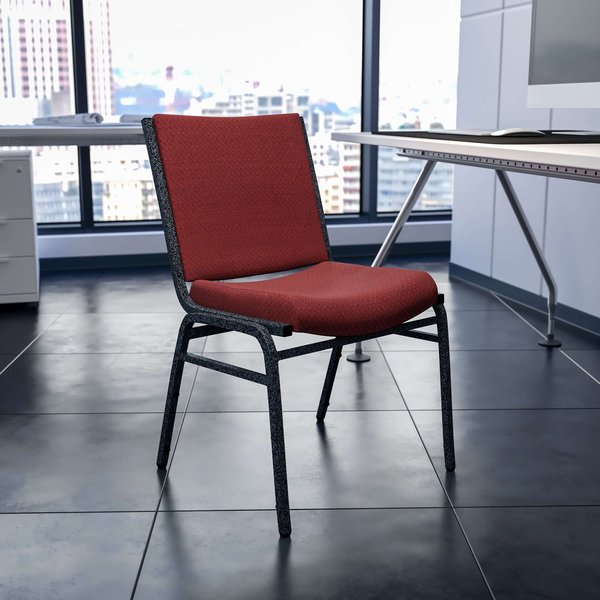 HERCULES Series Heavy Duty Burgundy Patterned Fabric Stack Chair