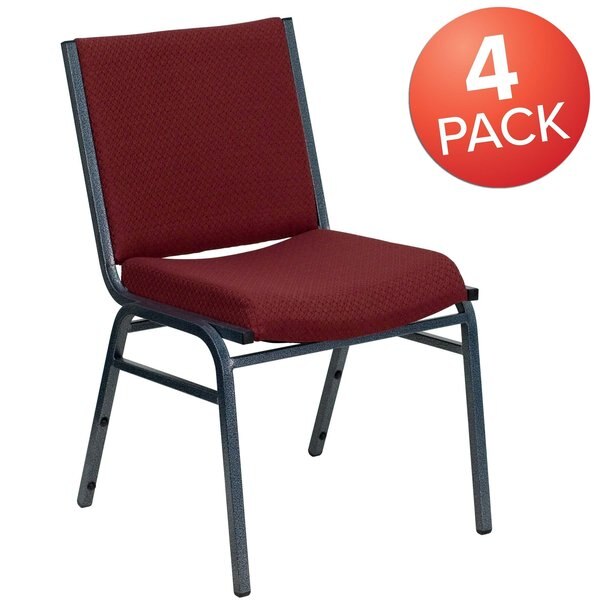 HERCULES Series Heavy Duty Burgundy Patterned Fabric Stack Chair
