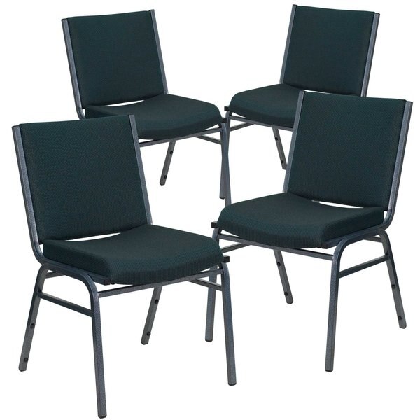 HERCULES Series Heavy Duty Green Patterned Fabric Stack Chair