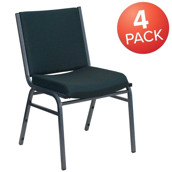 HERCULES Series Heavy Duty Green Patterned Fabric Stack Chair