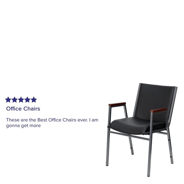 HERCULES Series Heavy Duty Black Vinyl Stack Chair with Arms