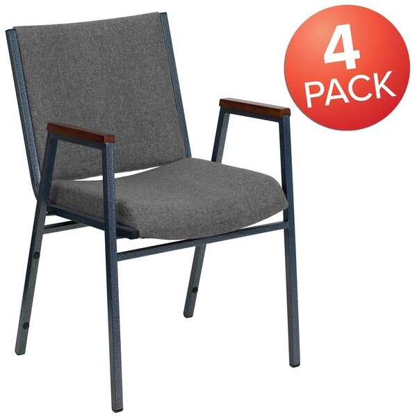 HERCULES Series Heavy Duty Gray Fabric Stack Chair with Arms