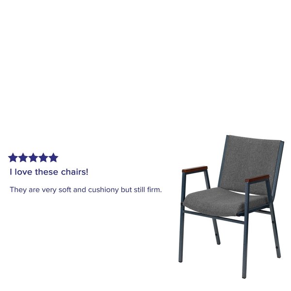 HERCULES Series Heavy Duty Gray Fabric Stack Chair with Arms
