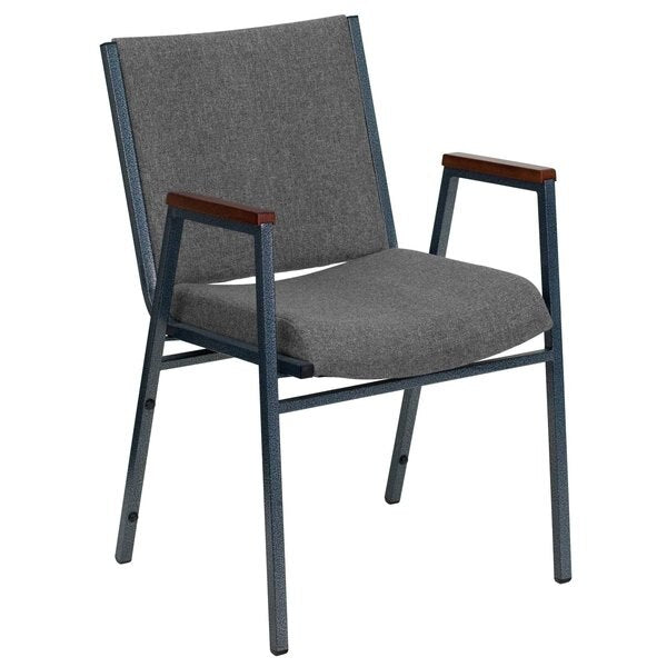 HERCULES Series Heavy Duty Gray Fabric Stack Chair with Arms