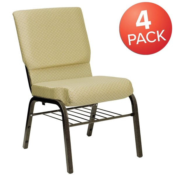 Beige Fabric Church Chair