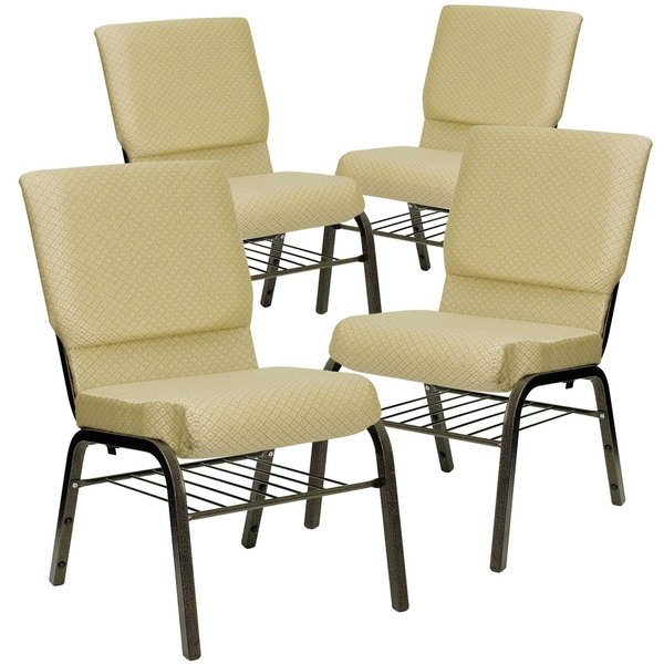 Beige Fabric Church Chair