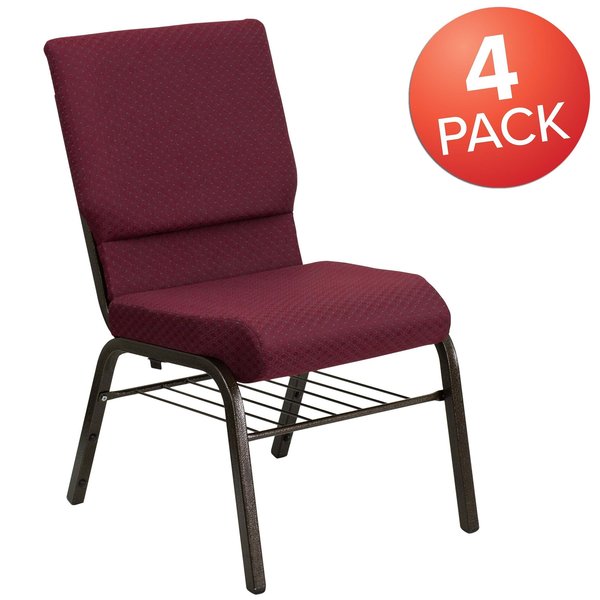 Burgundy Fabric Church Chair