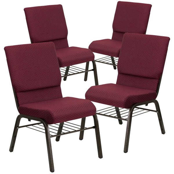 Burgundy Fabric Church Chair