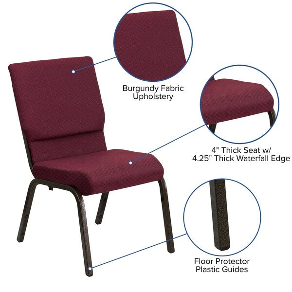 Burgundy Fabric Church Chair