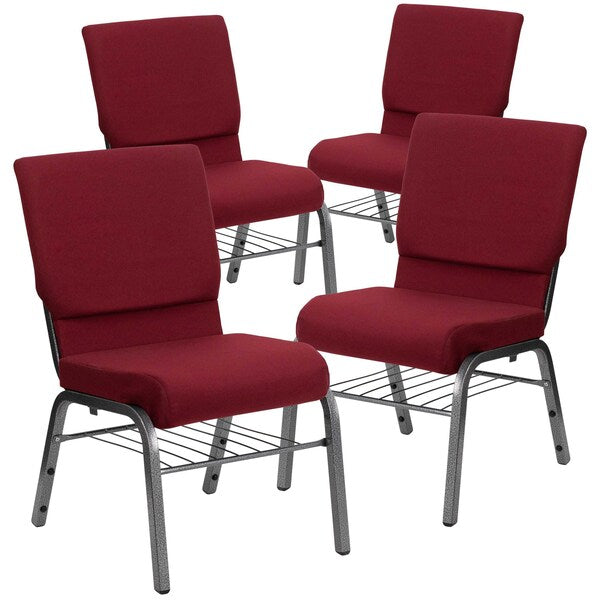Burgundy Fabric Church Chair