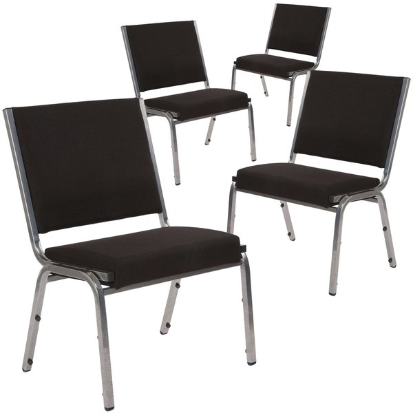 4 Pack HERCULES Series 1000 lb. Rated Black Antimicrobial Fabric Bariatric Medical Reception Chair