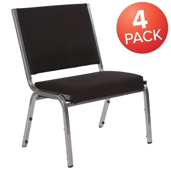 4 Pack HERCULES Series 1000 lb. Rated Black Antimicrobial Fabric Bariatric Medical Reception Chair