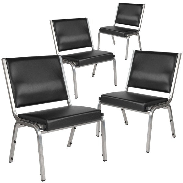 4 Pack HERCULES Series 1000 lb. Rated Black Antimicrobial Vinyl Bariatric Medical Reception Chair