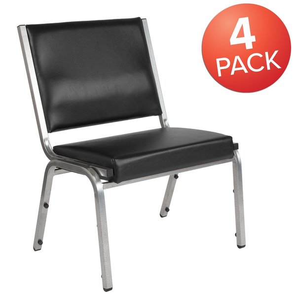 4 Pack HERCULES Series 1000 lb. Rated Black Antimicrobial Vinyl Bariatric Medical Reception Chair