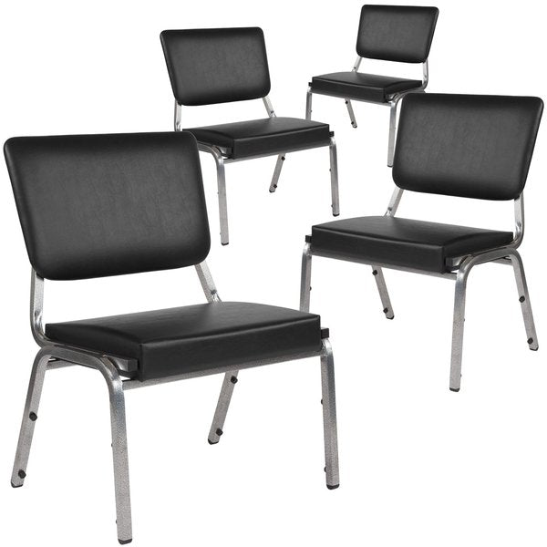 4 Pack HERCULES Series 1000 lb. Rated Black Antimicrobial Vinyl Bariatric Medical Reception Chair with 3/4 Panel Back