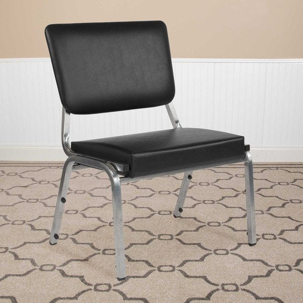 4 Pack HERCULES Series 1000 lb. Rated Black Antimicrobial Vinyl Bariatric Medical Reception Chair with 3/4 Panel Back