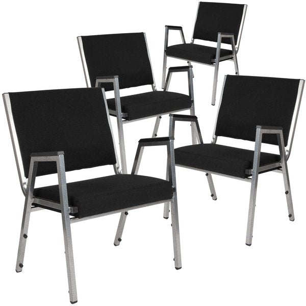 4 Pack HERCULES Series 1000 lb. Rated Black Antimicrobial Fabric Bariatric Medical Reception Arm Chair