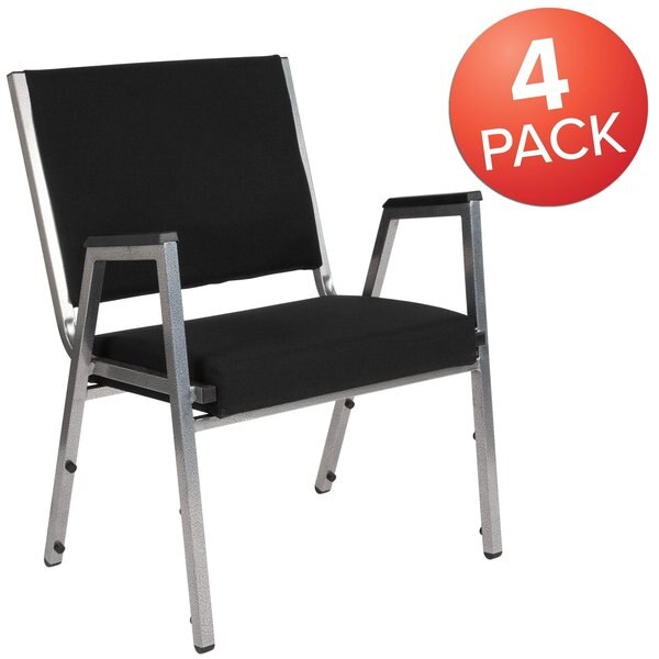 4 Pack HERCULES Series 1000 lb. Rated Black Antimicrobial Fabric Bariatric Medical Reception Arm Chair