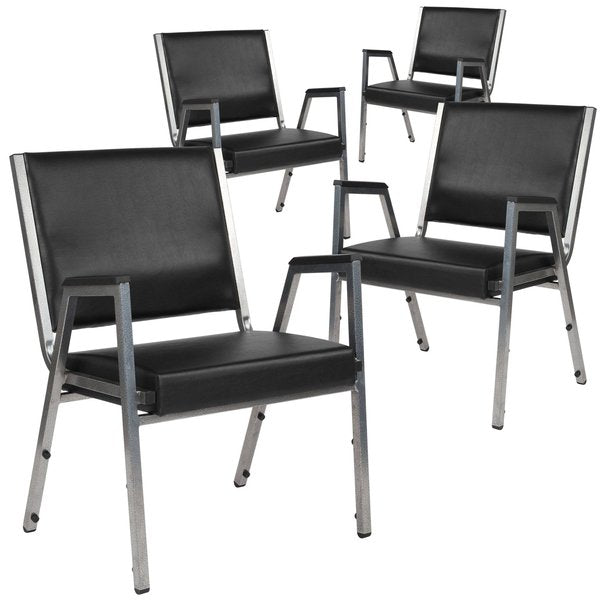 4 Pack HERCULES Series 1000 lb. Rated Black Antimicrobial Vinyl Bariatric Medical Reception Arm Chair
