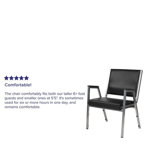4 Pack HERCULES Series 1000 lb. Rated Black Antimicrobial Vinyl Bariatric Medical Reception Arm Chair