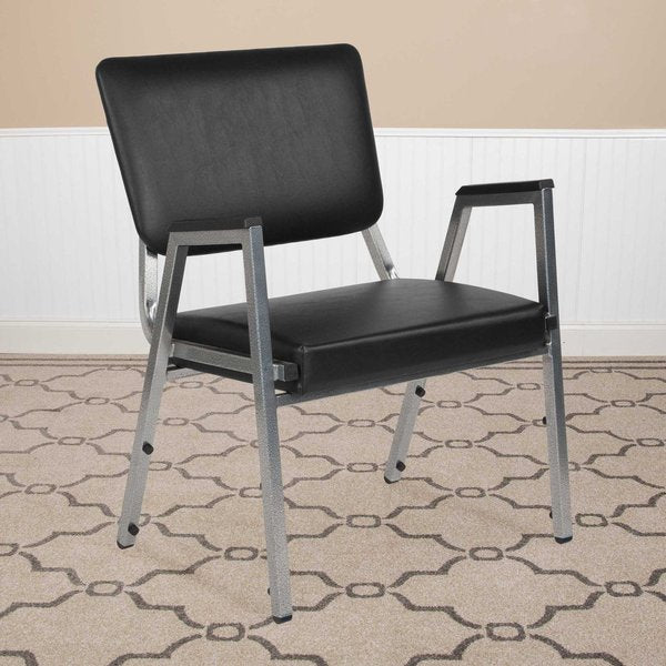 4 Pack HERCULES Series 1000 lb. Rated Black Antimicrobial Vinyl Bariatric Medical Reception Arm Chair with Panel Back