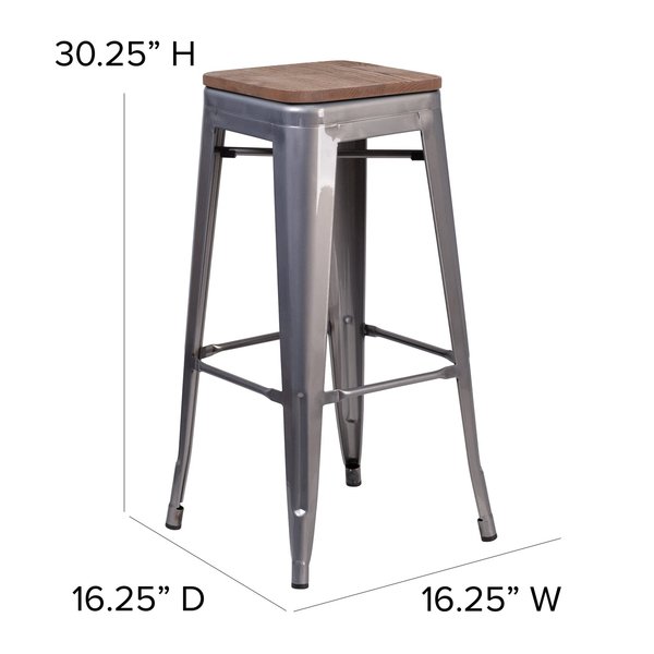 Clear Backless Metal Stool, 30
